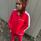 Red Stacked sweats with zip up